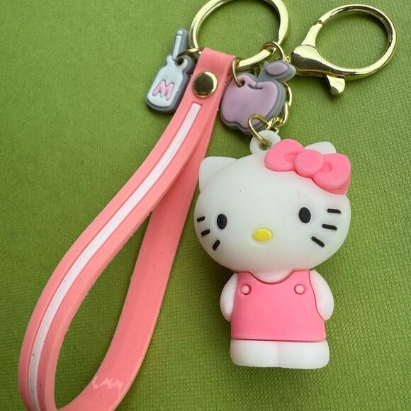 Hello Kitty Pink Bow Keychain with Charms & Wrist Strap – Super Cute! - Picture 9 of 17